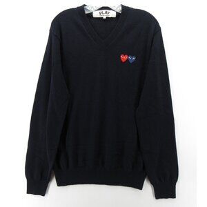 Comme Des Garcons Sweater Large Play Wool Pullover Twin Heart Japan